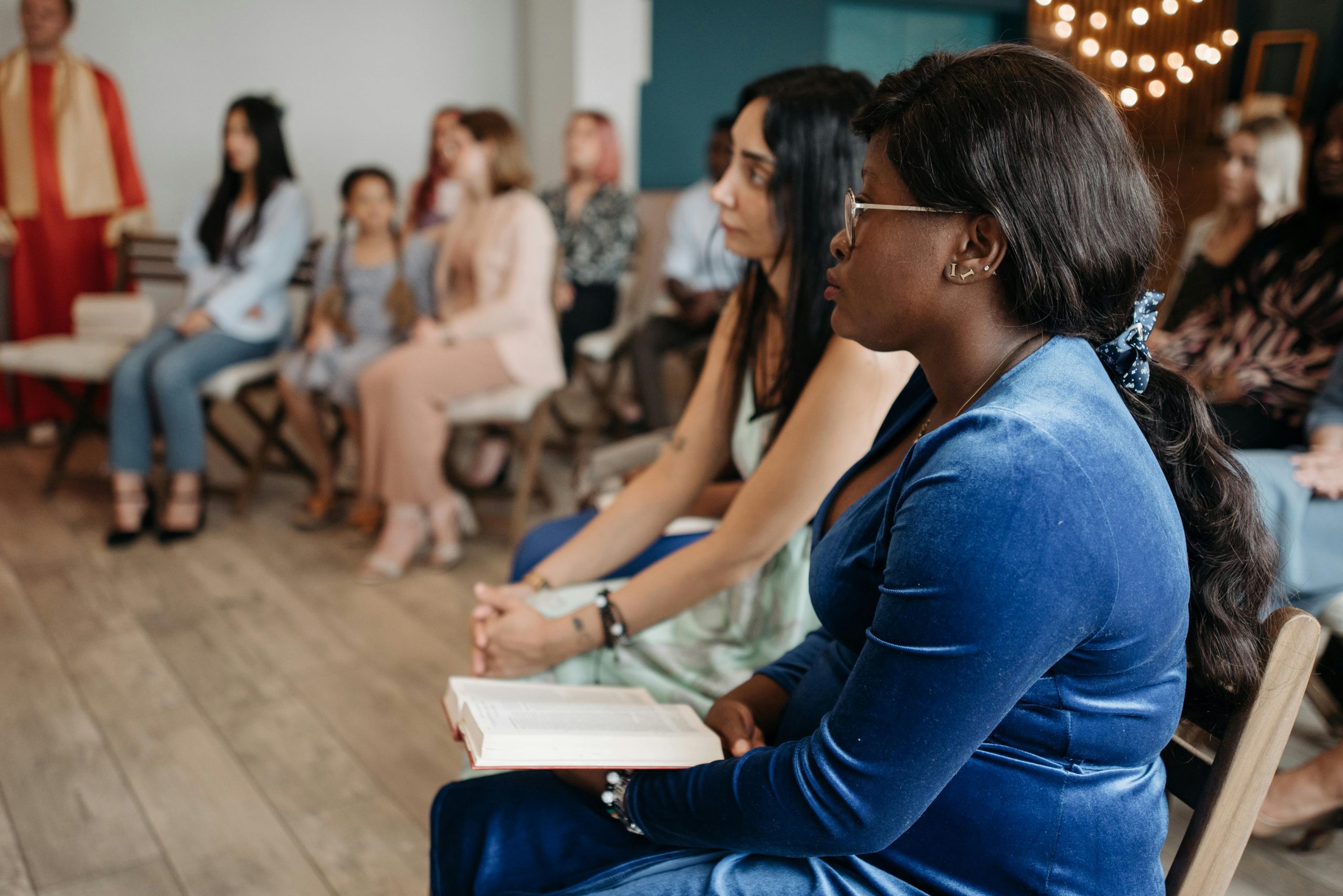 Female entrepreneurs networking at an event